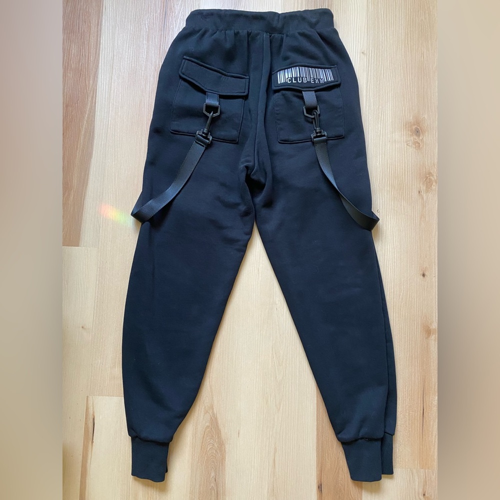 Dolls Kill - Club Exx - Black Cargo Bondage Joggers - Picture 7 of 16